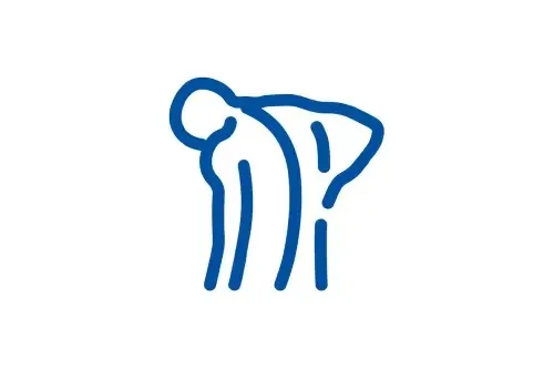 Factory-floor icon representing lower back ergonomic strain