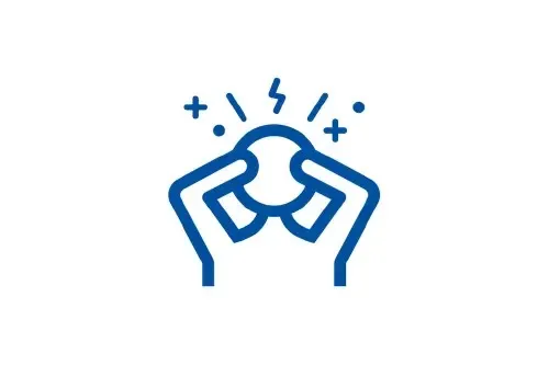 Factory-floor icon representing ergonomic mental load risk